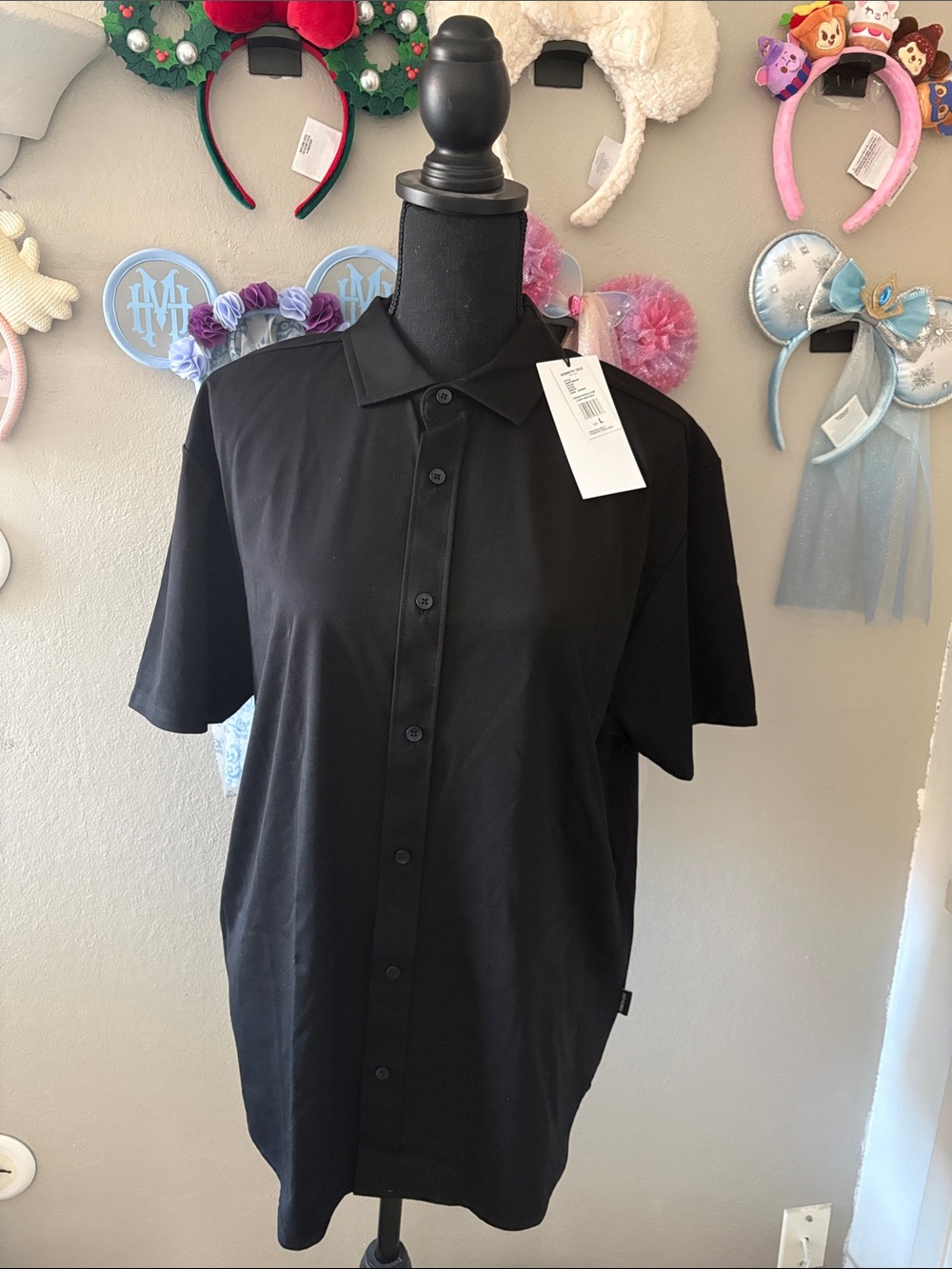 Kenneth Cole Men's Black Short-Sleeve Button Down Shirt